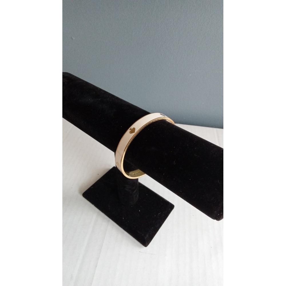 Kate Spade Bangle Bracelet Gold Spade Logo‎ Cream Enamel Designer - Picture 2 of 4